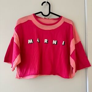 Marni pink T shirt cropped by hand